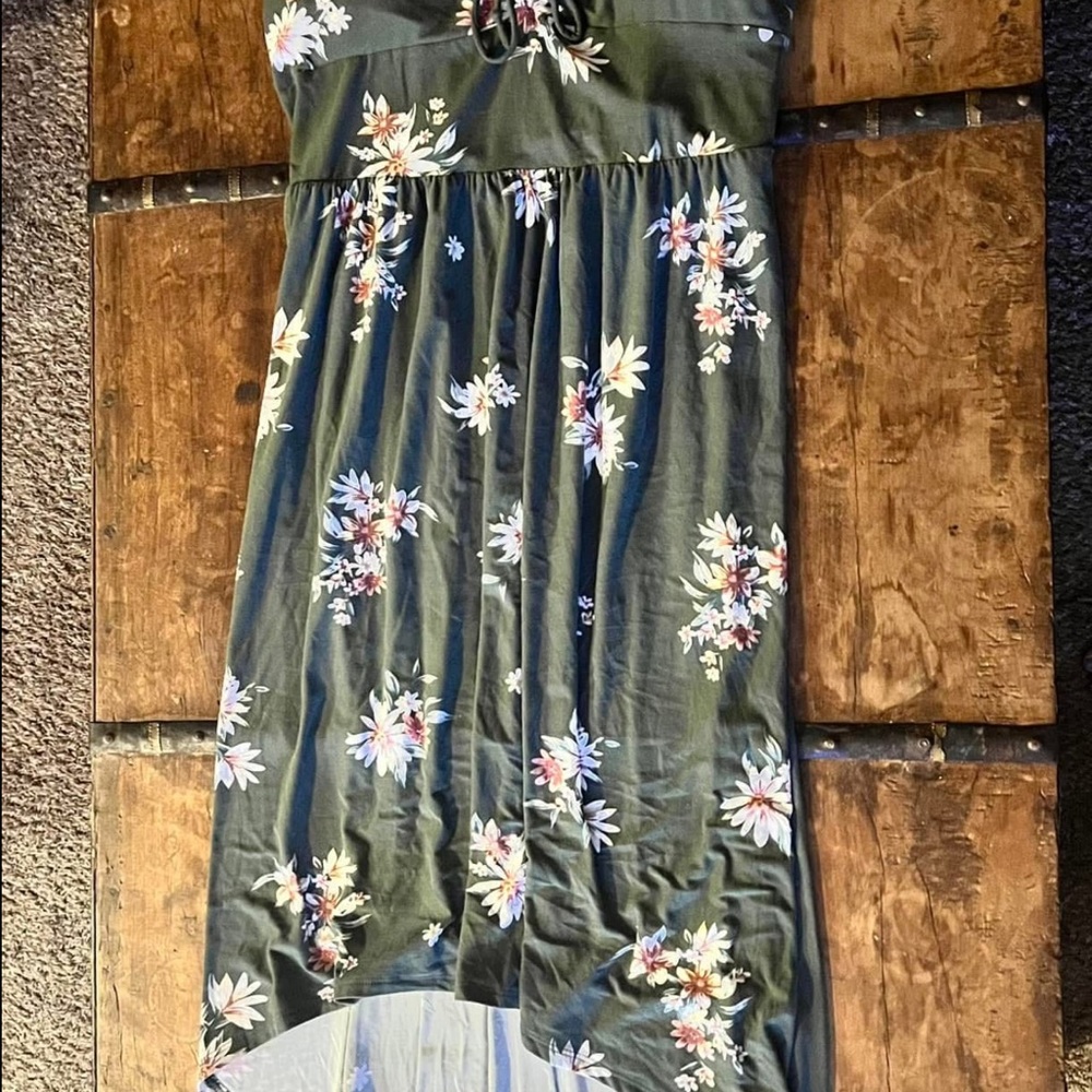 Floral Strapless Midi  Dress